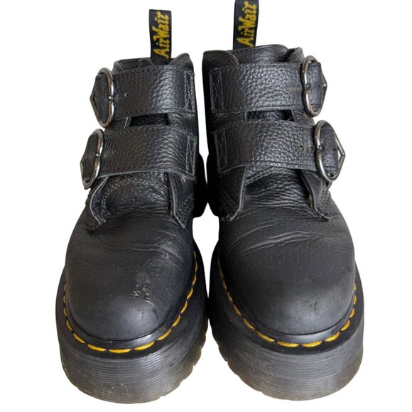 Dr. Martens Devon Heart Leather Boots US 5 Black Pebbled Finish Chunky Platform - Picture 4 of 8